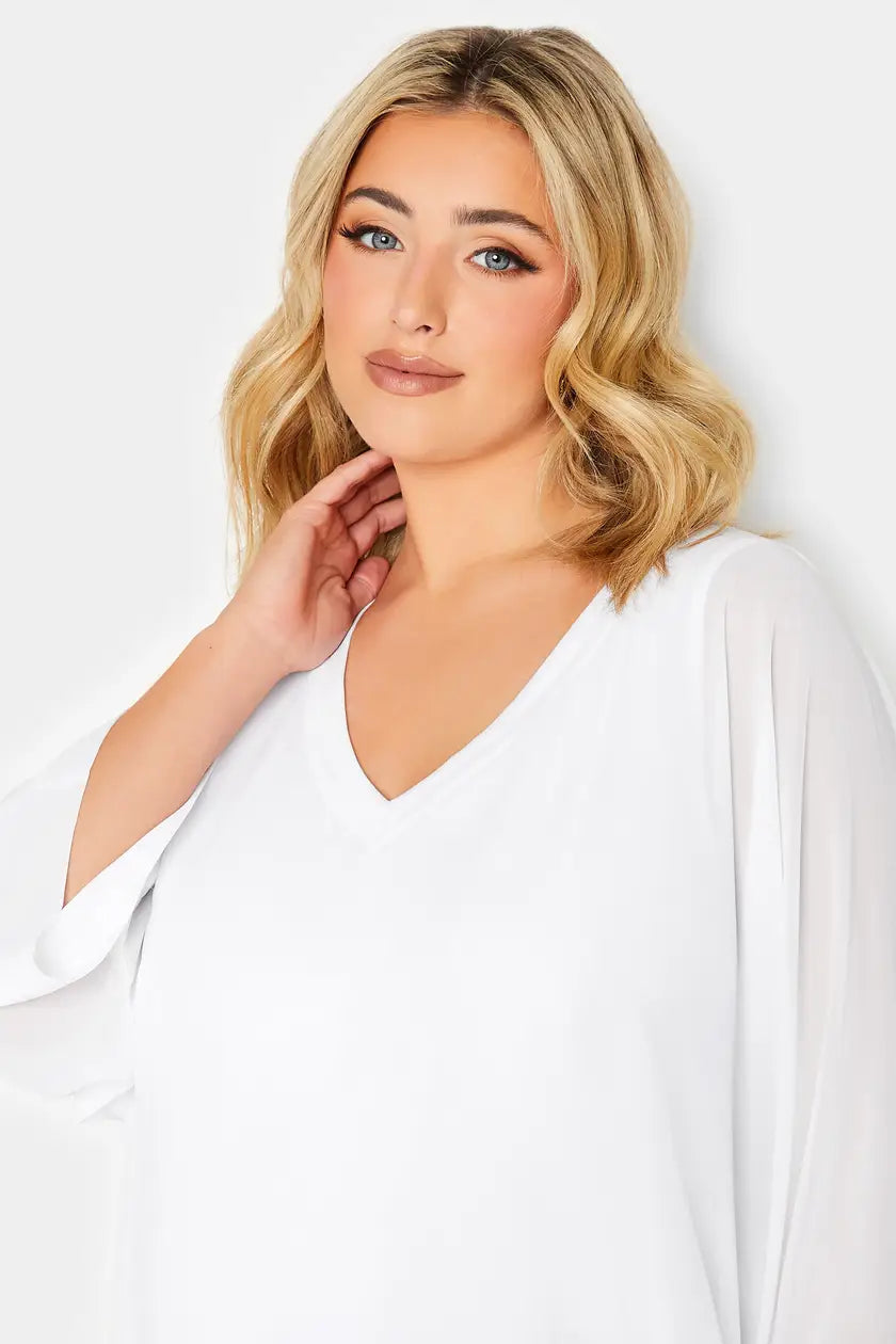 White Chiffon Cape Blouse