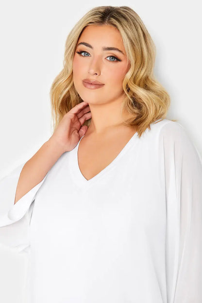 White Chiffon Cape Blouse