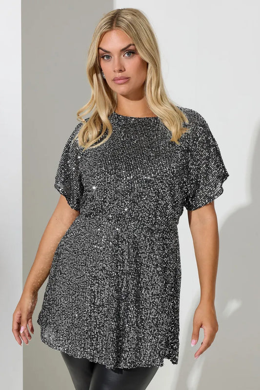 Peplum Sequin Top