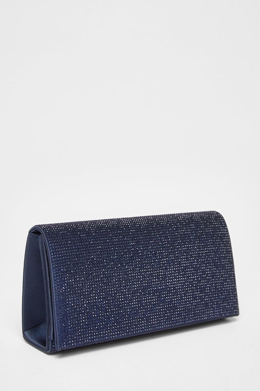 Quiz Navy Diamante Purse