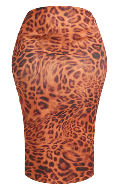 Brown Leopard Printed Midaxi Skirt