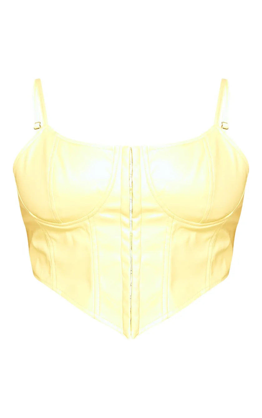 Plus Lemon Hook And Eye Seam Detail Corset Top