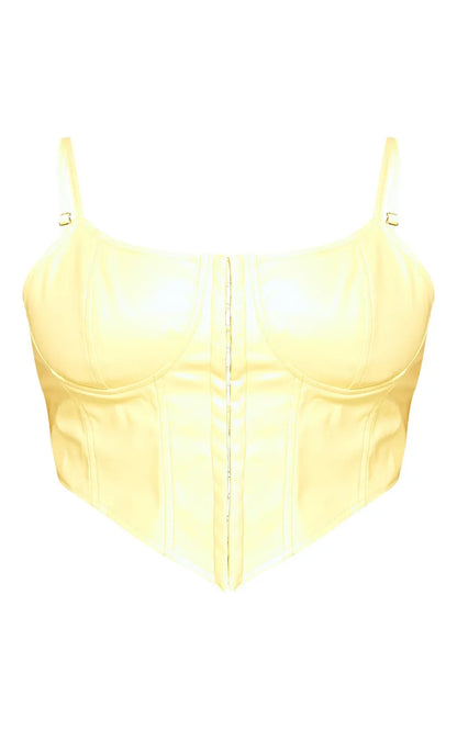 Plus Lemon Hook And Eye Seam Detail Corset Top