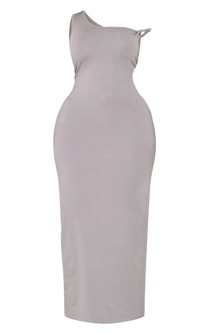 Plus Charcoal Cotton Twist Shoulder Maxi