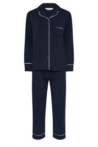 Navy Blue Piped Pjamas Set