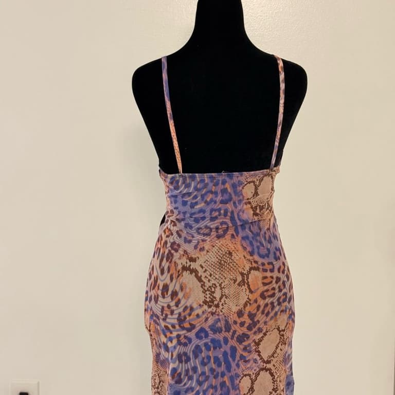Lace Overlay Mesh Mini Dress In Animal Print