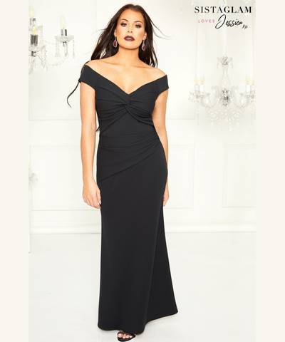 Petite Bardot Maxi Dress Black