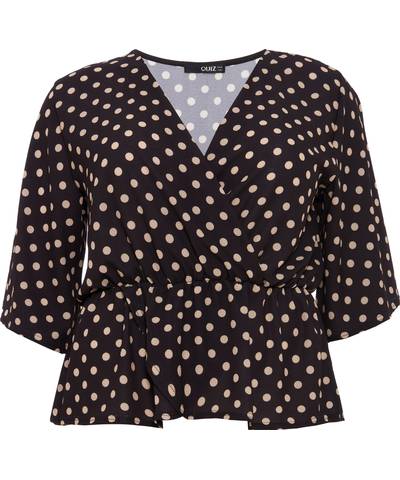 Peplum Polka Dot Top Black