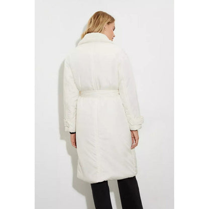 Borg Padded Longline Coat Cream
