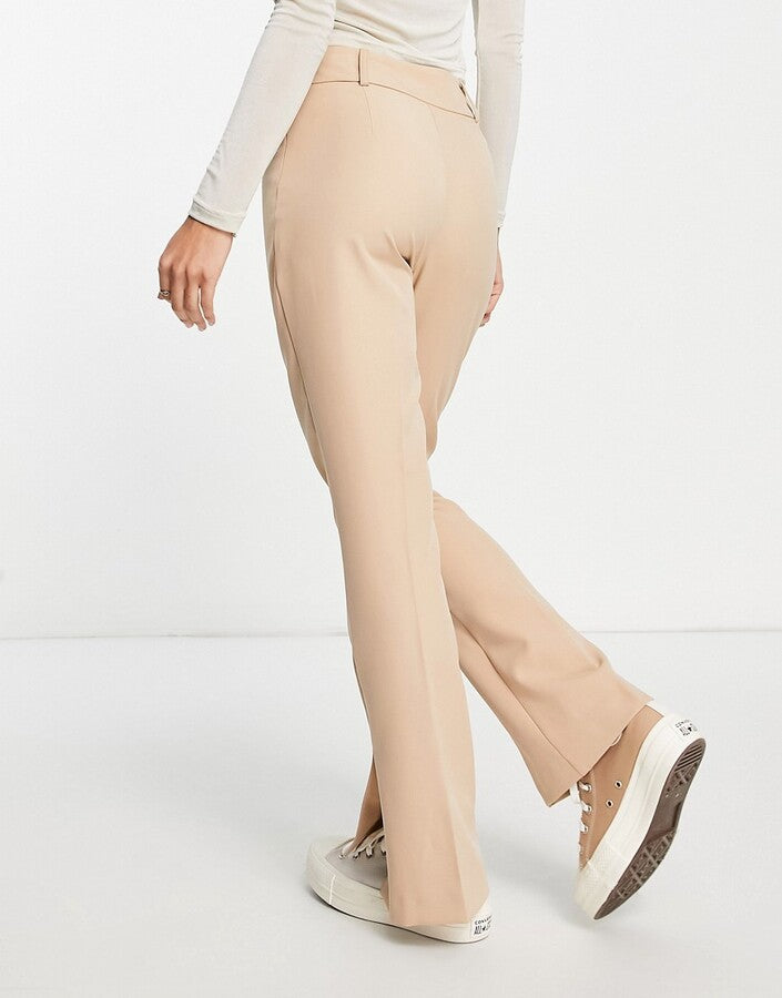 Split Hem Kickflare Trouser In Camel