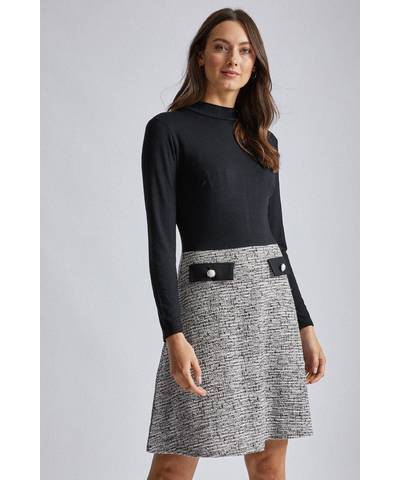 2 in 1 Boucle Skirt Dress