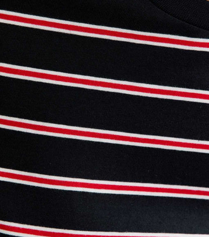Navy Striped Boxy Crew Neck T-Shirt