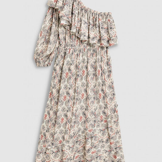 Snake Print One-shoulder Dress