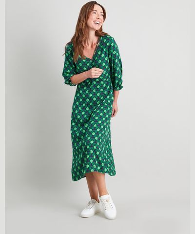 Green Floral Midi Dress