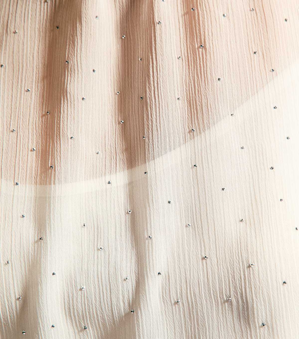 Off White Crystal Chiffon Blouse