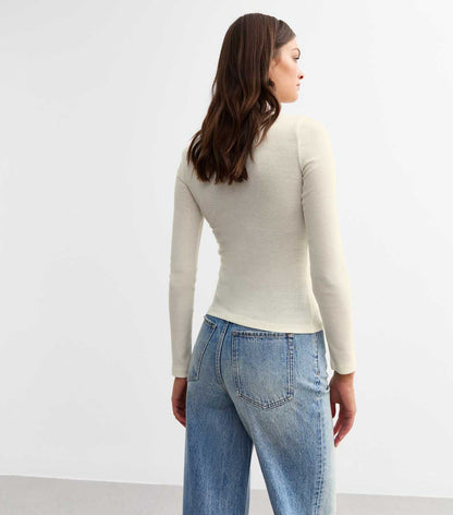 Ribbed Roll Neck Long Sleeve Top