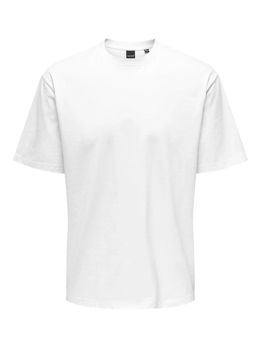Only & Sons Round Neck Short Sleeve T-Shirt In White