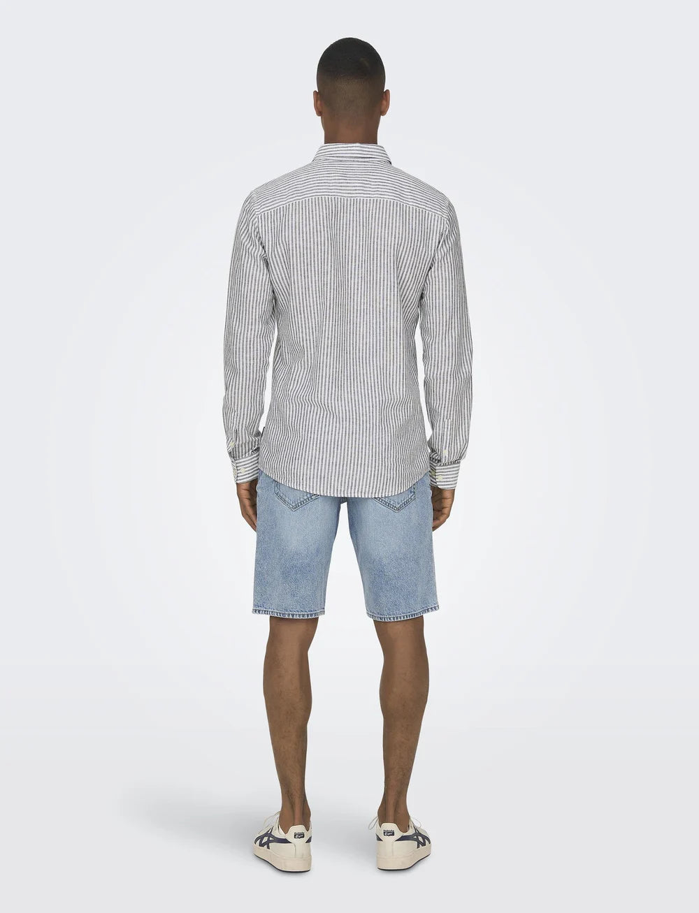 ONSCAIDEN Long Sleeve Stripe Linen Shirt -Navy Blue