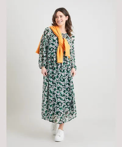 Green Floral Midi Dress