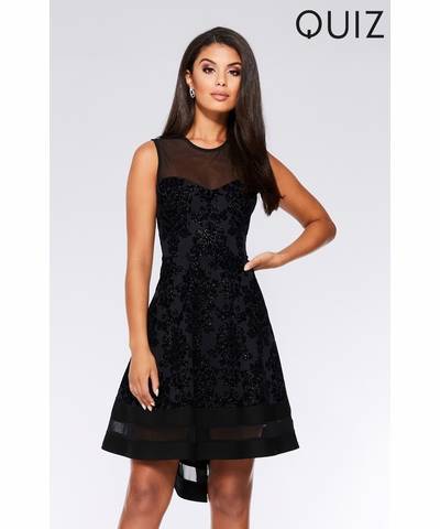 Floral Mesh Dip Hem Dress