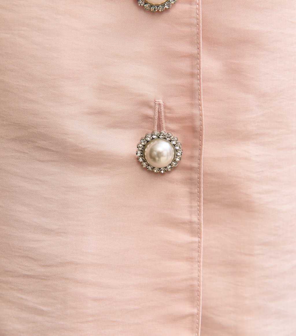 Pale Pink Taffeta Puff Sleeve Top