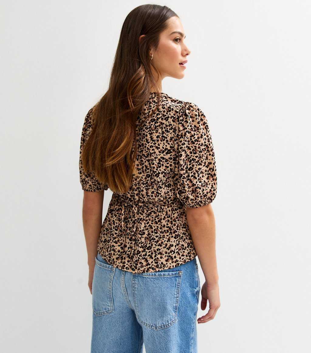 Petite Brown Crepe Leopard Print Top
