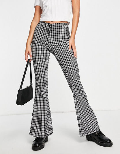 Pimkie Flare Trouser In Black Check