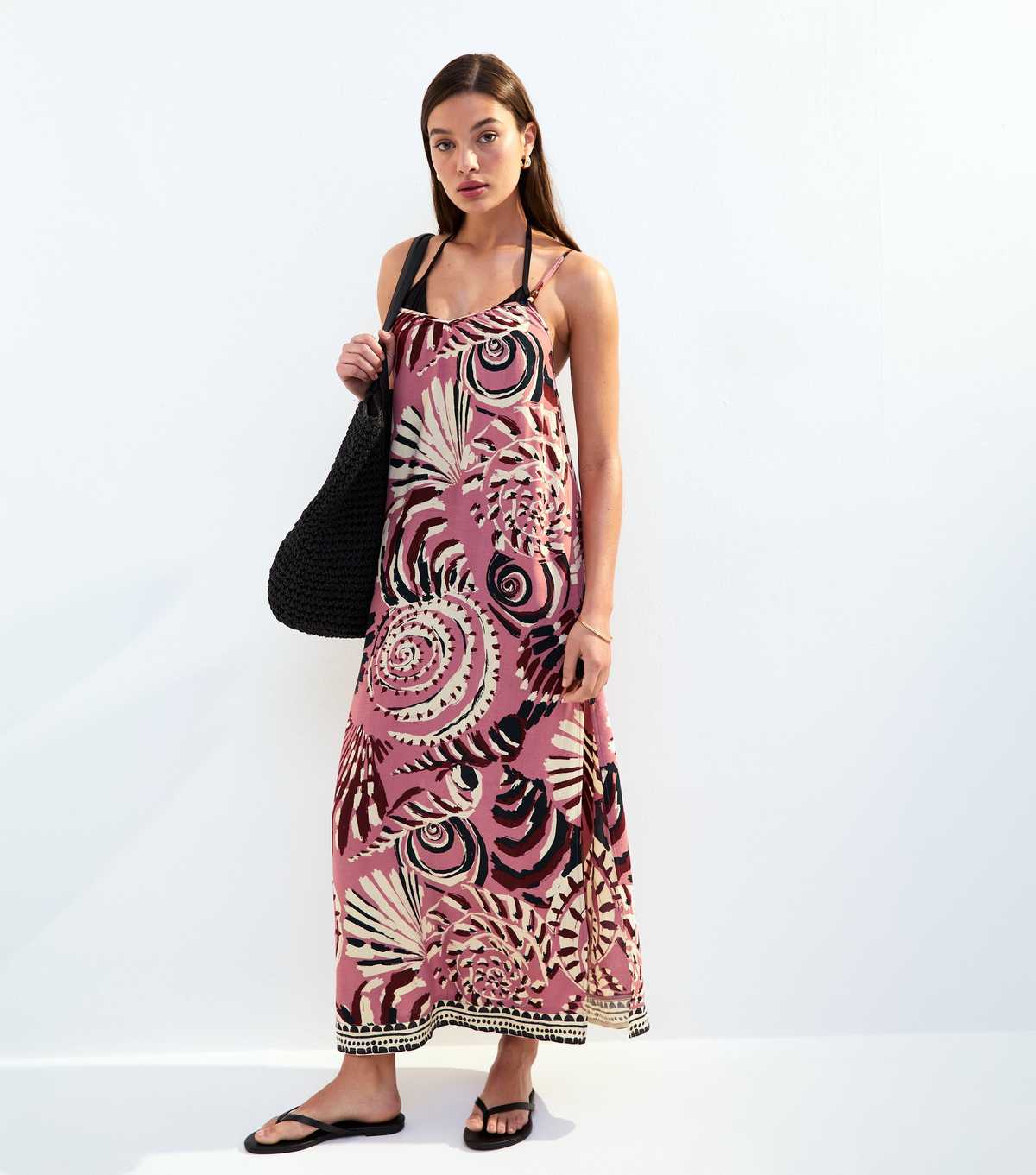 Pink Shell Print Maxi Dress