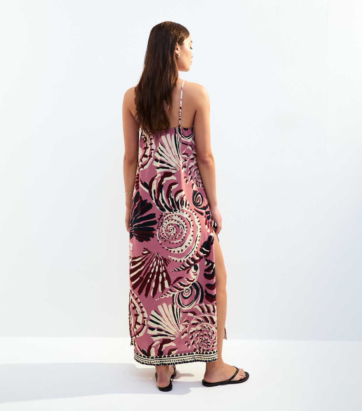 Pink Shell Print Maxi Dress