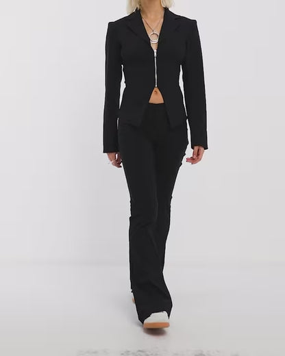 COLLUSION tailored flared trouser co-ord in black