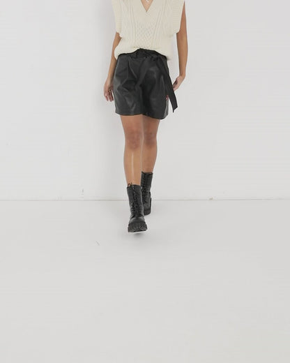 Belted Faux Leather Shorts