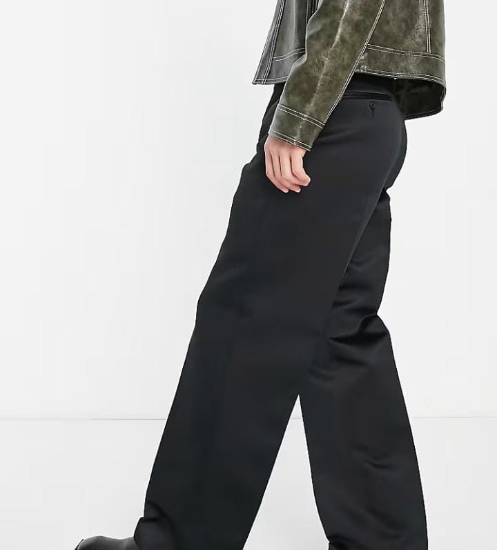 Tapered Smart Trouser In Black High Shine