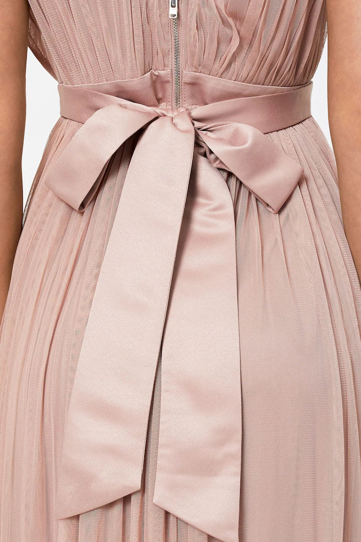 Light Pink Bow Back Wide Strap Maxi Dress