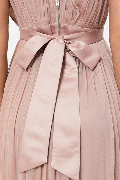 Light Pink Bow Back Wide Strap Maxi Dress