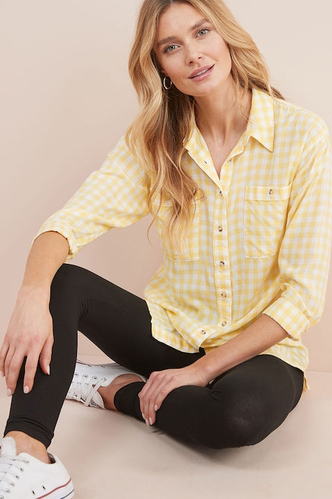 Modal Shirt With Print Yellow And White