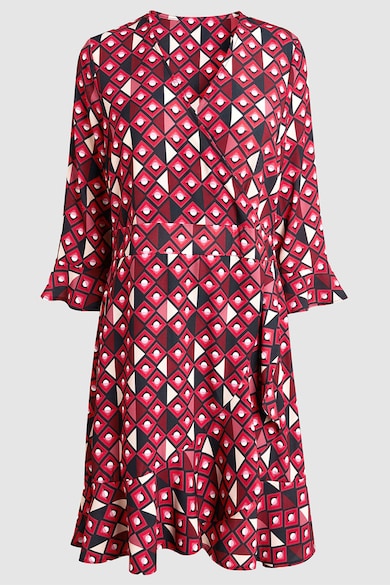 Red Geometric Wrap Dress