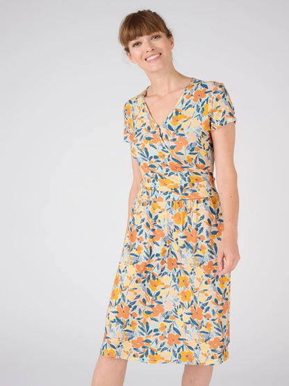 Wrap Style Dress-Damart Orange