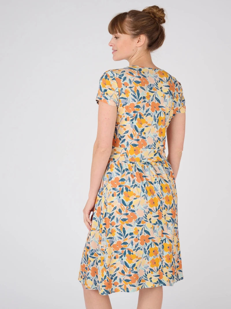 Wrap Style Dress-Damart Orange