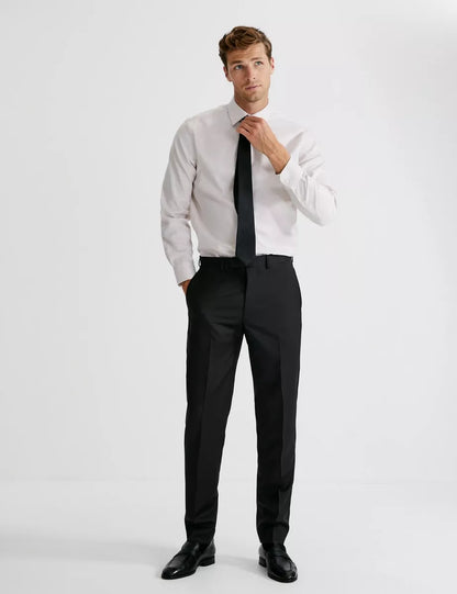 Autograph Tailored Fit Pure Wool Suit Trousers Black