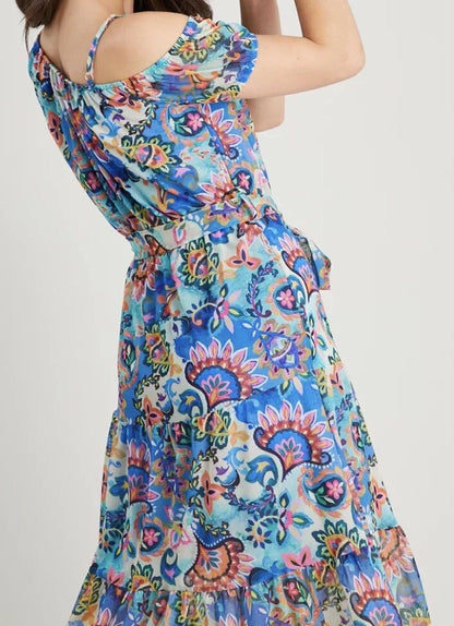 Bright Paisely One Shoulder Dress