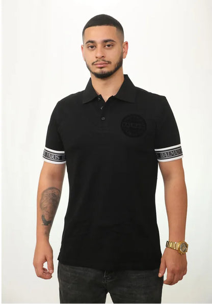 Black Logo Tape Sleeve Polo Shirt