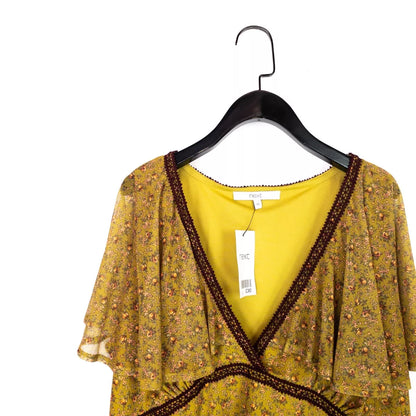 Flutter Sleeve Mesh Blouse Top