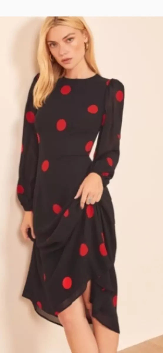 Red Polka Dot Empire Waist Dress