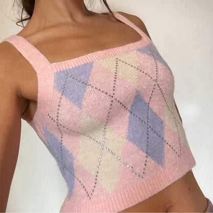 Pink Argyle Diamond Cami Co- Ord