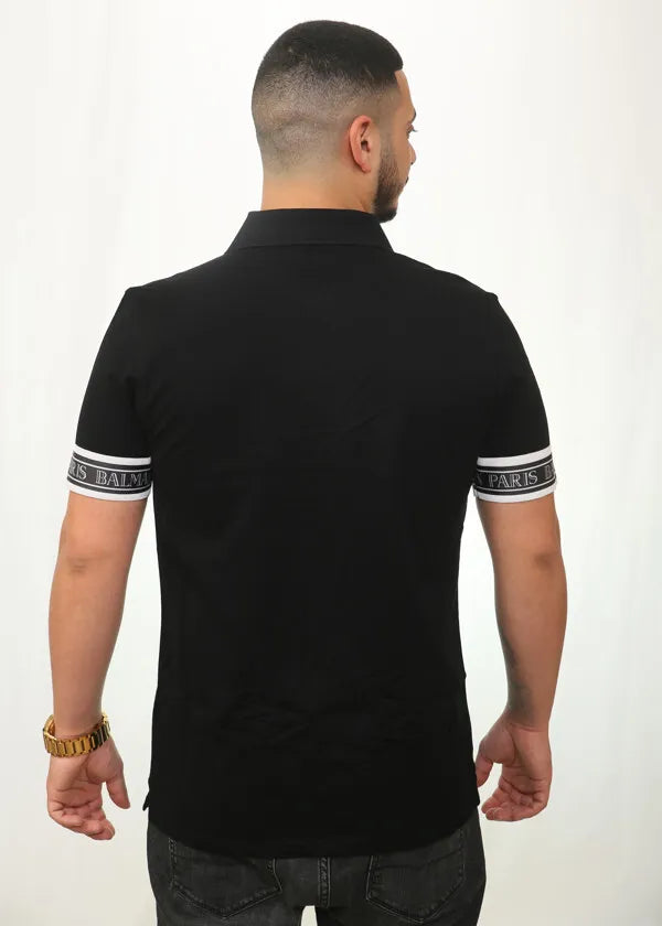 Black Logo Tape Sleeve Polo Shirt