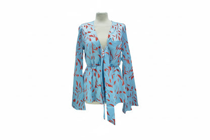 Floral print Tie Front Blouse With Flare Sleeve