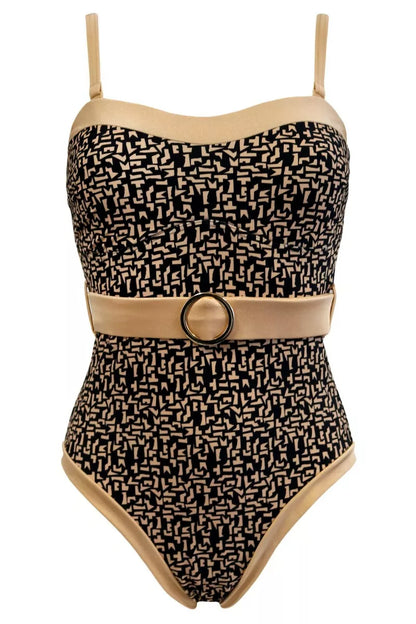 Casablanca Black/Gold Removable Straps Belted Control Swimsuit