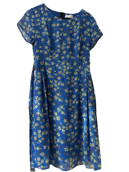 Garden Print Short Sleeve Tie Back Dress