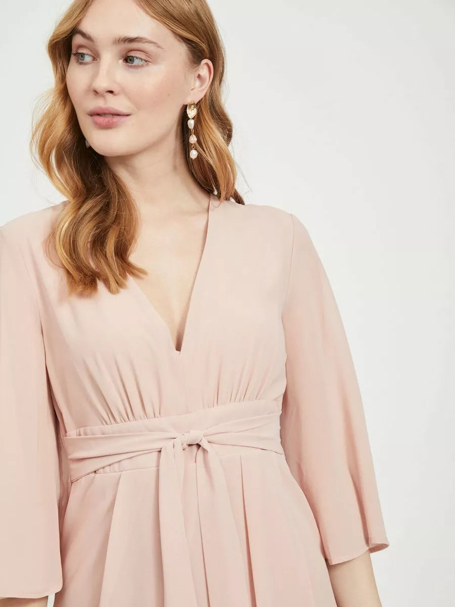 Vimicada Sleeve 3/4 Midi Dress Pale Mauve