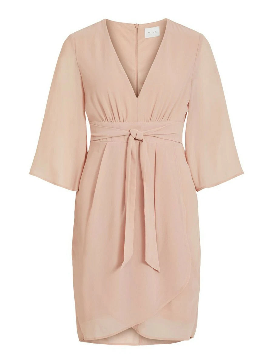 Vimicada Sleeve 3/4 Midi Dress Pale Mauve